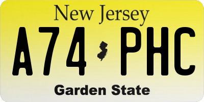 NJ license plate A74PHC