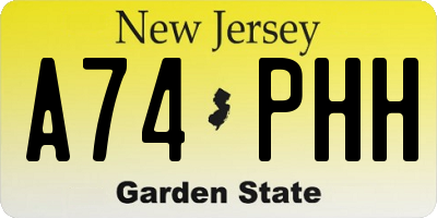 NJ license plate A74PHH