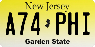 NJ license plate A74PHI