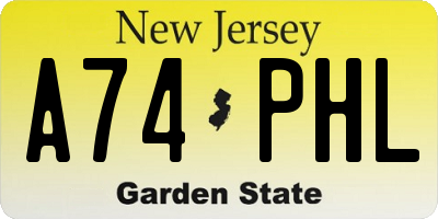 NJ license plate A74PHL