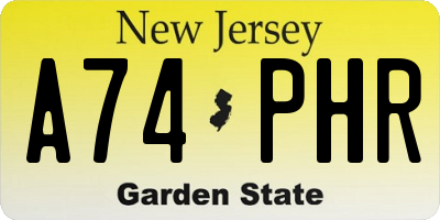 NJ license plate A74PHR