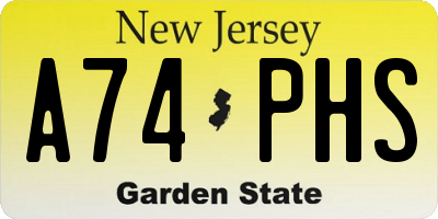 NJ license plate A74PHS