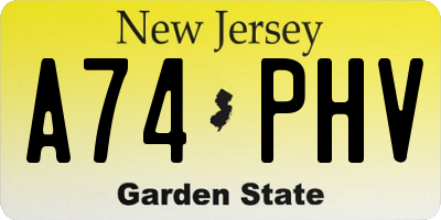 NJ license plate A74PHV