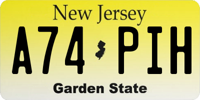 NJ license plate A74PIH