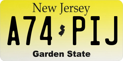 NJ license plate A74PIJ