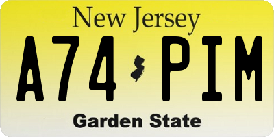 NJ license plate A74PIM