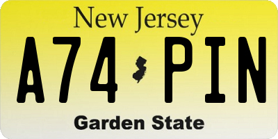 NJ license plate A74PIN