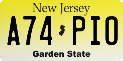 NJ license plate A74PIO