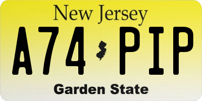 NJ license plate A74PIP
