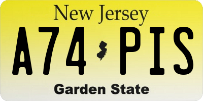 NJ license plate A74PIS