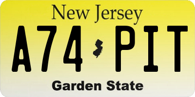 NJ license plate A74PIT