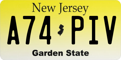 NJ license plate A74PIV
