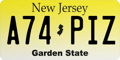 NJ license plate A74PIZ