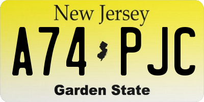 NJ license plate A74PJC