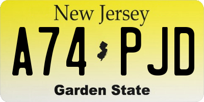 NJ license plate A74PJD
