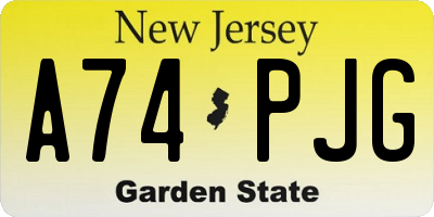 NJ license plate A74PJG