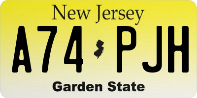 NJ license plate A74PJH