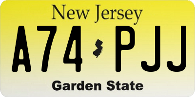 NJ license plate A74PJJ