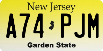 NJ license plate A74PJM