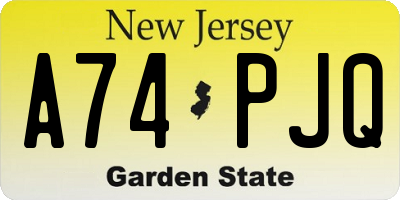 NJ license plate A74PJQ