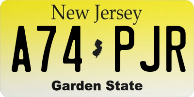 NJ license plate A74PJR