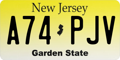 NJ license plate A74PJV