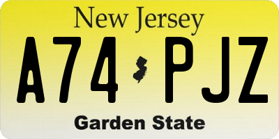 NJ license plate A74PJZ