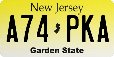 NJ license plate A74PKA