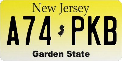 NJ license plate A74PKB