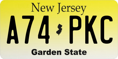 NJ license plate A74PKC