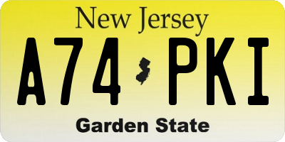NJ license plate A74PKI