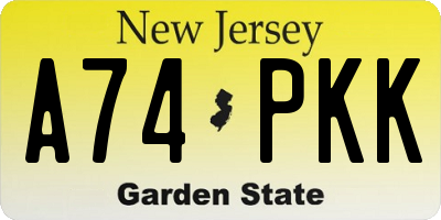 NJ license plate A74PKK