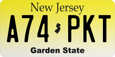 NJ license plate A74PKT