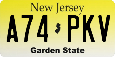NJ license plate A74PKV