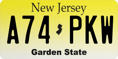 NJ license plate A74PKW