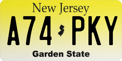 NJ license plate A74PKY