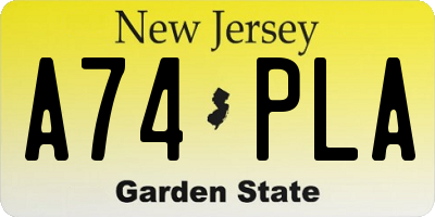 NJ license plate A74PLA