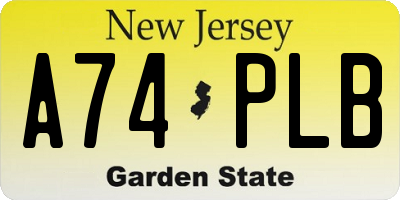NJ license plate A74PLB