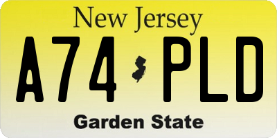 NJ license plate A74PLD