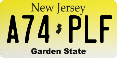 NJ license plate A74PLF
