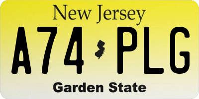 NJ license plate A74PLG