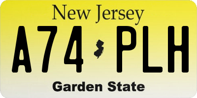 NJ license plate A74PLH