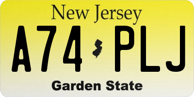 NJ license plate A74PLJ