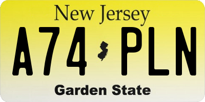 NJ license plate A74PLN