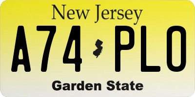 NJ license plate A74PLO