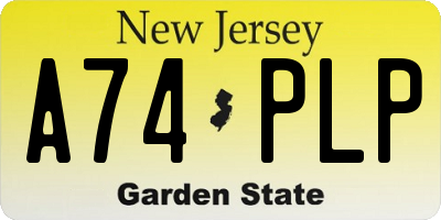 NJ license plate A74PLP