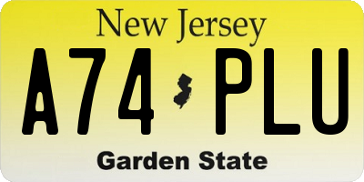 NJ license plate A74PLU