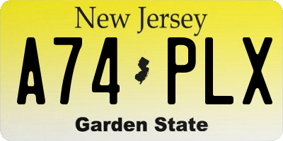 NJ license plate A74PLX
