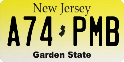 NJ license plate A74PMB