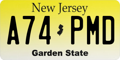 NJ license plate A74PMD